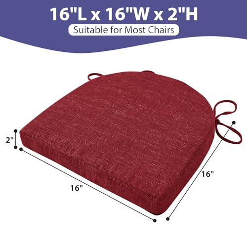 Image of IPYNBAP Chair Cushions for Dining Chairs, Kitchen Chair Cushions, 16'' x 16'' x 2'', Non Slip Indoor Seat Cushions, Chair Pads for Dining Chairs with Ties & Removable Cover, Set of 4, Red