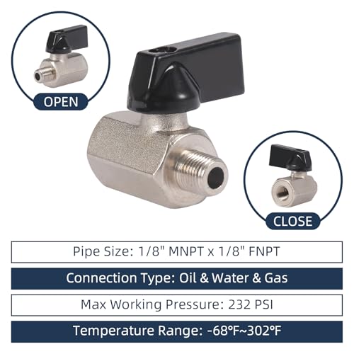 Mini válvula de bola de latón resistente de 1/8 pulg, conexiones roscadas NPT duraderas 5