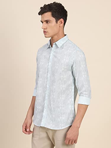 Image of Dennis Lingo Men's Scribble Print Pure Cotton Slim Fit Full Sleeve Spread Collar Casual Shirt