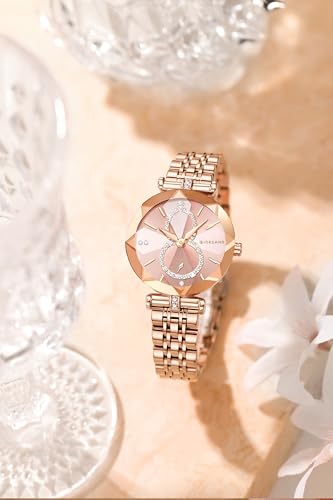 Image of Giordano Luxury Watch for Women - Round Diamond Cut Glass Dial, Elegant Stainless Steel Strap with Quartz Movement