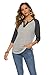 HOCOSIT Women's Raglan V Neck Summer Tops 3/4 Sleeve Ladies Button Henley Shirt Boyfriend Style Blouse