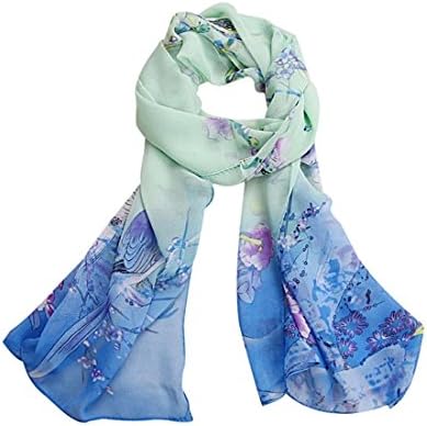 Datework Chiffon Soft Neck Scarf Shawl Scarves Stole Wraps (Blue)