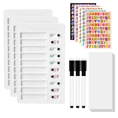 3 Platten Wochenplaner Whiteboard 20x12 cm, Mit 3 Marker Pen & 10 Blank Paper, To-Do Liste Abwischbar, Kinder Memo Routinen Planner Tafel