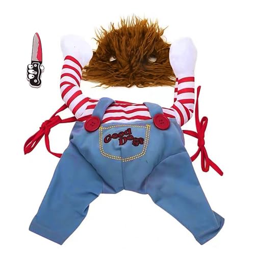 1 vêtement mortel pour chien, perruque et costume d&rsquo;Halloween pour animal de compagnie, jeu de rôle, vêtements effrayants amusants pour animaux de compagnie