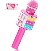 Karaoke Microphone Toys for Kids, Wireless Bluetooth Mic with Lights & Speaker, Portable Home KTV Player System, Perfect Birthday Party for 3-12 Year Old Boys & Girls