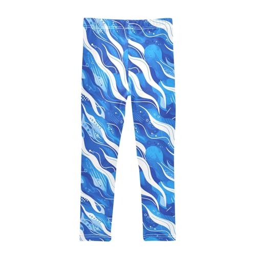 Baseball Blue Stripe Kids Girl's Cotton Pants Stretch Full Length Leg Yoga Pants Running2