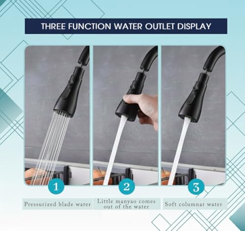 Image of ARQUIN Waterfall Kitchen Faucet with Pull Out Spray, 4 Water Outlet Modes, Hot and Cold Mixer Tap, 360 Rotating Faucet, Modern Kitchens Grey (Matte Finish)