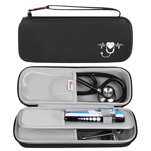 Opoway Stethoscope Carrying Case, Hard Stethoscope Case Compatible for 3M Littmann Classic III, Cardiology IV Diagnostic, MDF Acoustica Stethoscopes and Other Nurse Accessories (Black)