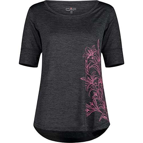 CMP - Leichtes Melange-Jersey-T-Shirt für Damen, Anthrazit Mel.-Pink Fluo,...