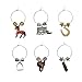 Wine Things Equestrian Wine Charms, Zinc Alloy Wine Glass Tags for Stem Glasses, Drink Markers Identifiers for Parties, Tastings, and Entertaining, Multicolor, Set of 6