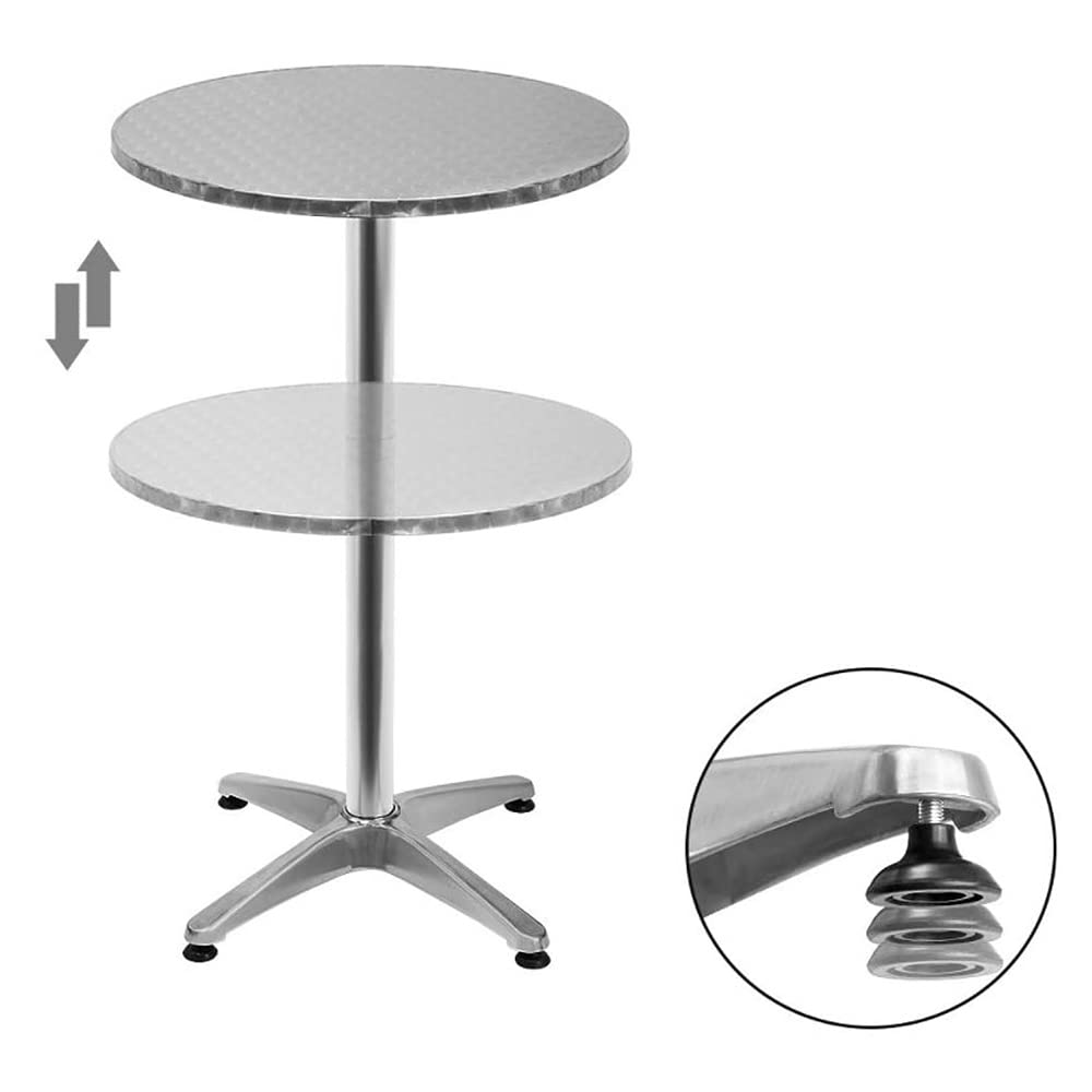 LANTUS Table de Bistrot Carrée à Plateau Rabattable Table de Bar à Hauteur Réglable pour Intérieur Extérieur MDF Acier Inoxydable Haute 2en1 en alu Pliable(60 * 60 * 70/110cm (Rond))