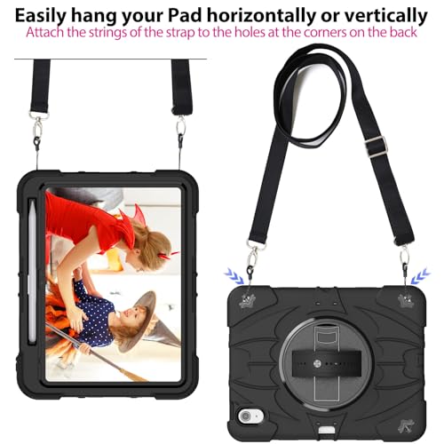 Funda iPad 7 generación rígida silicona azul triple capa antigolpes con correa 9.7 pulgadas 3