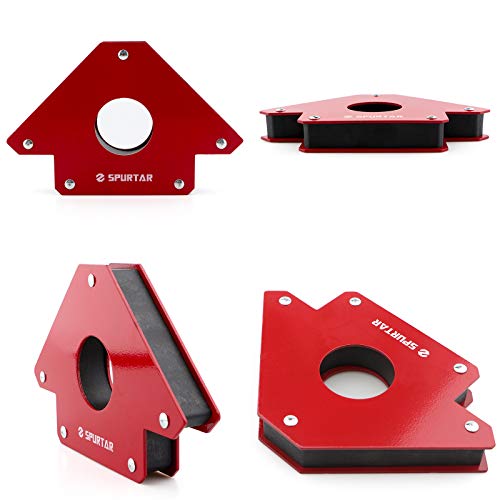 Spurtar 50 Lb & 75Lb Welding Magnet - 4 Pieces Strong Welding Magnets And Clamps Magnetic Welding Holder, Arc Electrode Holder Welder, Welding Accessories And Tools 45,90,180 Degree Magnet Squares #TOP3