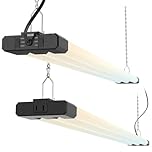 JESLED Linkable LED Shop Light for Garage, 4FT, 7500LM, Adjustable Power 30W/40W/50W, 3CCT 4000K/5000K/6500K, Plug-in Linear Worklight for Workshop, Hang or Flush Mount, ETL, EMC, FCC, Black, 2-Pack