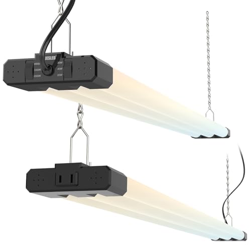 JESLED LED Shop Lights 4FT, 3CCT Dimmable 4000K/5000K/6500K, Adjustable 30W/40W/50W, 7500LM Super...