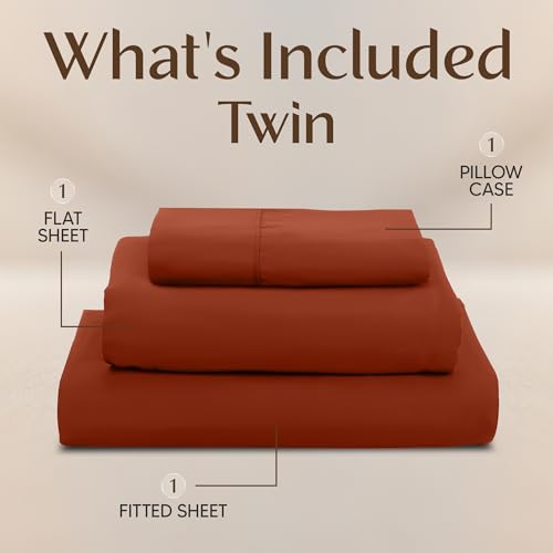 Image of Utopia Bedding Twin Sheet Set - 3 Piece Bed Sheets for Twin Size Bed, Soft and Breathable Microfiber, Includes 1 Fitted Sheet, 1 Flat Sheet and 1 Pillowcase - OekoTex (Orange)