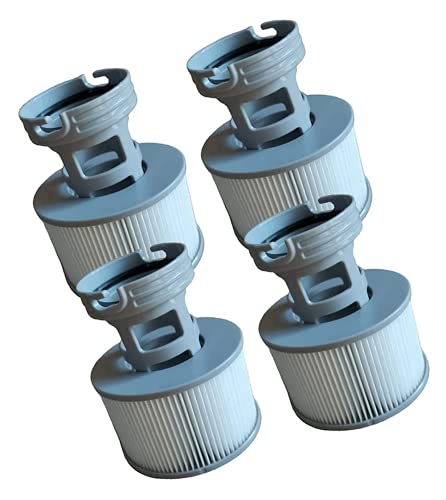 YanBan Lot de 4 filtres de Baignoire hydromassant + Adaptateur de Base vissable pour MSpa, Pompe à Cartouche de Filtre de Version améliorée pour MSPA Toutes Les baignoires d'hydromassage Actuelles