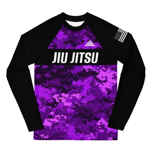 NGRG Youth Girls No Gi Jiu Jitsu Rash Guard - Purple Camo - BJJ, Wrestling, MMA