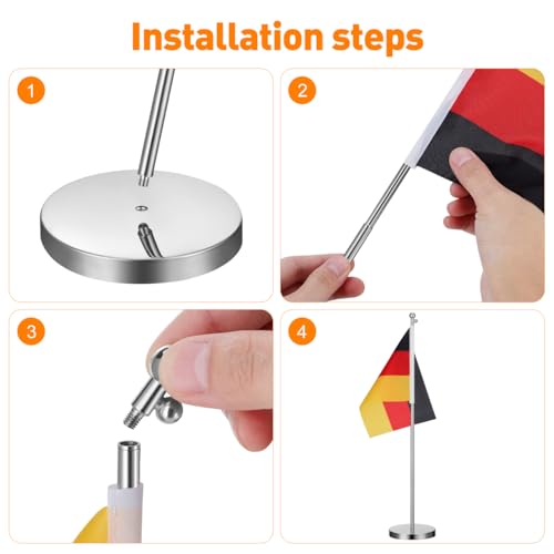 Garneck Tischflaggenständer Mit Teleskopierbarem Fahnenmast - 60 cm Höhe - Stabiler Metallbasis Ideal Für Büro Und Heim Elegantes Design Für Wimpel Und Mini Flaggen