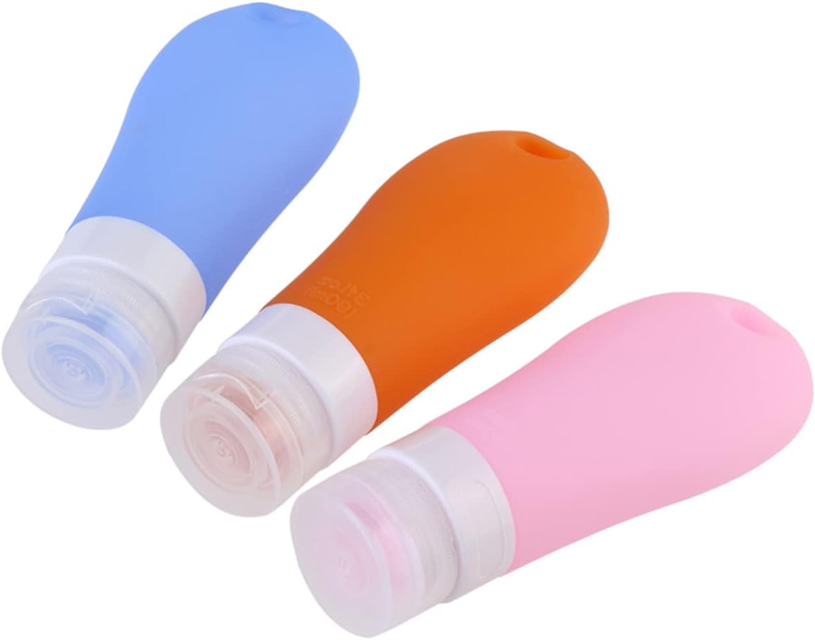 3Pcs 90ml Silicone Travel Squeeze Bottles for Shampoo and Cleaner