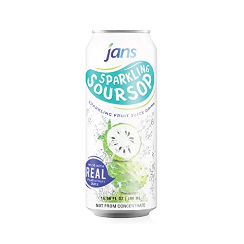 Image of JANS Sparkling Soursop Soda Drink 16.9 oz (Pack of 12) Guanabana Soda Drink |100% Pure Soursop Graviola | NOT From Concentrate, Refreshing Taste of the Tropics
