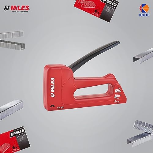 Image of MILES Plastic TP-10 Gun Tracker | 2000 pcs 23 /8 Stainless Steel Staple Pins | Red Color | Combo | Office | Hardware | Industry Professional Use | Sofa Car Seat Stapler