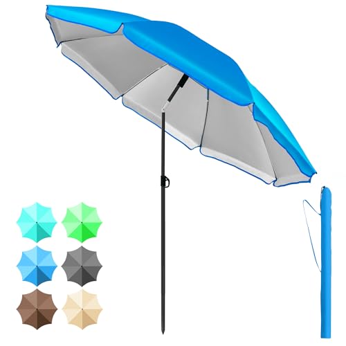 4smile Sonnenschirm Strand 180 cm in Blau - Höhenverstellbarer Strandschirm SunnyJoy UPF 50+ für Sonnenschutz Strand, Strandschirm windfest stabil - Sonnenschirm mit Schutzhülle, Gartenschirm