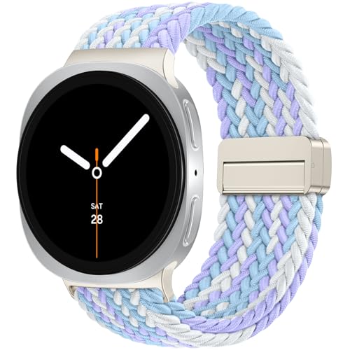 SNBLK Magnetic Braided Band Compatible with Samsung Galaxy Watch 8 Band 40mm 44mm/Watch 8 Classic 46mm (2025) Men Women, No Gap One Click Nylon Elastic Sport Strap for Samsung Galaxy Watch 8