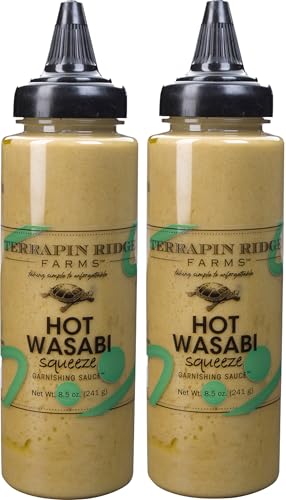 Terrapin Ridge Farms Hot Wasabi Garnishing Sauce – Spicy Wasabi Condiment for Sushi, Crab Cakes, Salmon & Dips, Vegan & Keto – 8.5 oz squeeze bottle (Pack of 2)