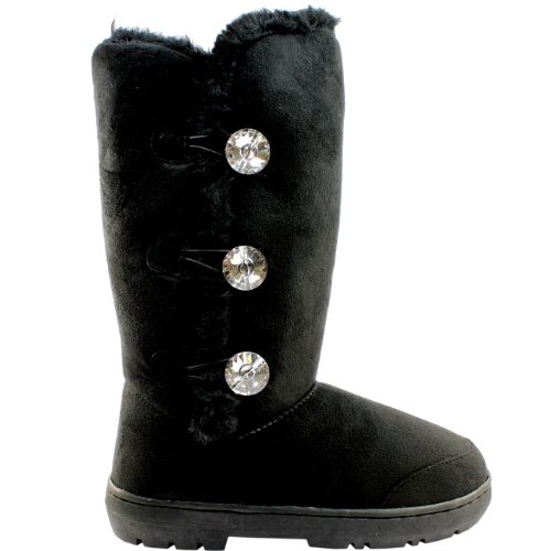 Snow Boot Womens Triplet Diamante Faux Fur Lined Waterproof Winter Black - 7
