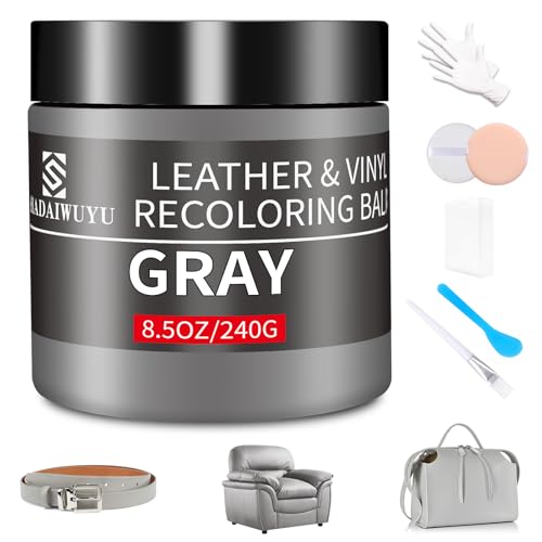 SHADAIWUYU Gris Reparador Cuero,Cuero Liquido Reparador Pintura para Cuero para Reparar el Desgaste y Las Marcas en Sofás, Muebles de Vinilo, Asientos de Automóvil y Zapatos de Cuero