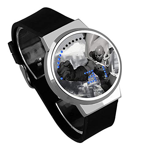 Jungen Digitaluhren,DIY Kreatives Touch Screen LED Uhr EIN Punch-Man Comics Wasserdichtes Elektronisches Uhrgeburtstagsgeschenk des Nachtlichtes,E