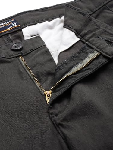 Image of THE INDIAN GARAGE CO Men Slim Fit Solid Mid-Rise Stretchable Cuffed Cargos