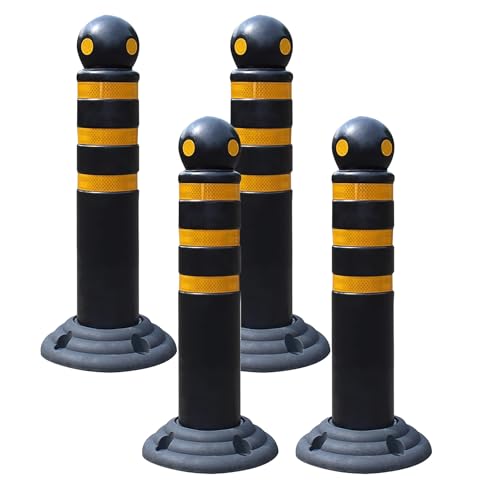 Poteau de sécurité routière jaune pour balisage de parking et chantier
