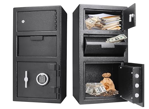 Barska Advanced Digital Keypad Compact Depository Drop Safe with Master Code + 5 Codes & Dual User Mode, Black, 0.72/0.78 Cubic Ft