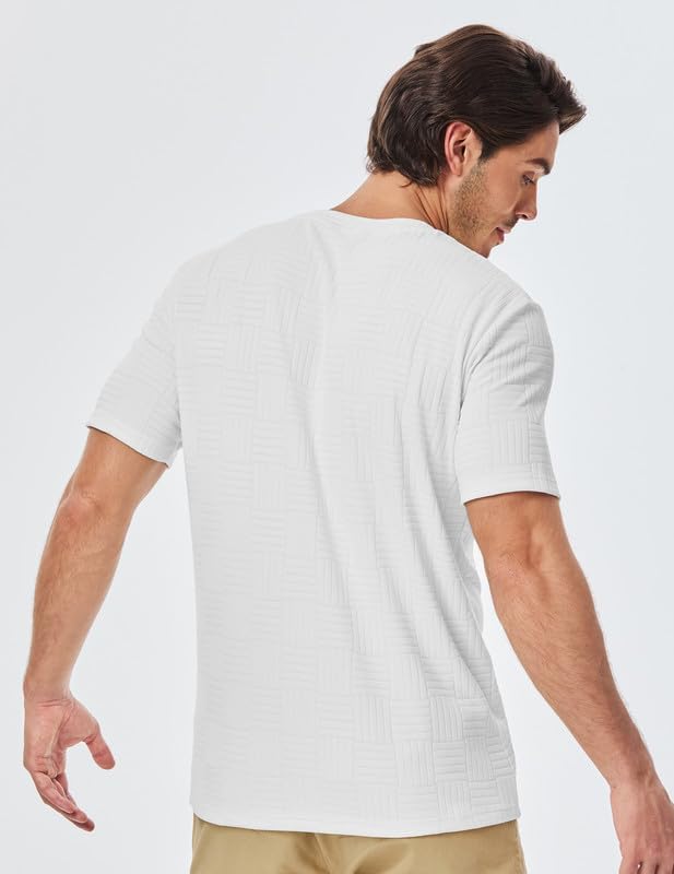 Men's T Shirts Summer Crewneck Tee Shirts Casual Textured Short Sleeve Pullover Tshirts - Image 3