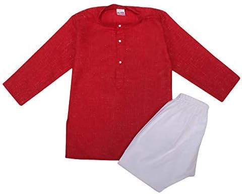 Littly Khadi Style Ethnic Wear Kids Cotton Kurta Pyjama Set for Baby Boys