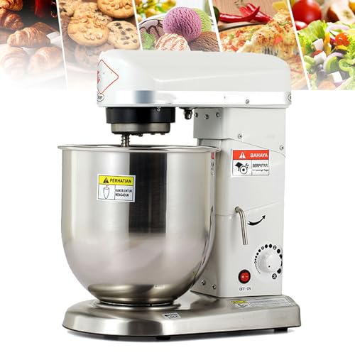 Multi-Function Stand Mixer, Food Mixer Dough Blender, 10L 500W Electric Cake Mixer with Bowl, Beater, Hook, Whisk, Egg Separator, Commercial Kitchen (White)