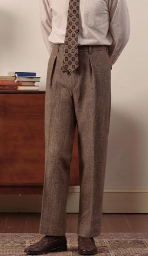 Men's Suit Pants Tweed Herringbone Pants Vintage Wool Mens Dress Trousers2
