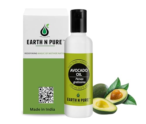 Image of Earth N Pure Avocado Oil Cold Pressed, Natural and Therapeutic Grade for Hair and Skin - 200 ml