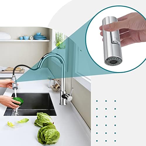 Kitchen Tap Spray Head Chrome Mighbow 2 Function Pull Out Spray Head for Kitchen Sink Tap Aerator Replacement Tap Heads for Pull Out Kitchen Taps