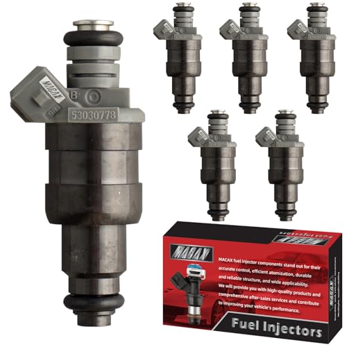 MACAX Set of 6 Fuel Injectors 53030778AB FJ682 Replacement Compatible with Jeep Grand Cherokee TJ Wrangler 1996 1997 1998 4.0L L6 VIN:S - Replaces 812-11128 RL030778AB