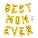 11 Pcs Best Mom Ever Letter Balloons, 16 Inch Mother’s Day Letter Balloons Banner, Mother's Day Balloon Decorations for Mothers Day Themed Party Supplies (Gold)