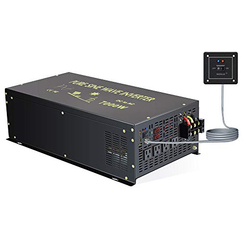 WZRELB 7000W 12V 120V Pure Sine Wave Power Inverter 4 AC Outlets Wired Remote Control,RV, Camping (RBH-700012WR)