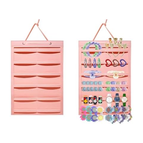 CGLRybO Bow Holder Hair Clip Hair Accessories Organizer Felt Hanging Large Capacity Storage for Baby Girls Women Sunglasses Jewelry Organizer Pink Cover