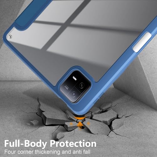 Coque Xiaomi Pad 6 rigide transparente et pliable bleu foncé
