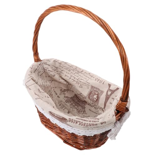 OFFSCH Panier de Pique-Niques Tressé en Rotin Naturel Compact 30X20X33 CM Couleur Café Panier à Provisions Polyvalent pour Jardin et Sorties en Plein Air d'automne Pratique et Décoratif