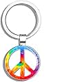 1080 Graphics Peace Sign Tie Dye Metal Round Metal Key Chain Keychain Ring