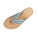 Produktbild Hausschuhe Damen Bohemia Strass Zehentrenner Sandalen Sommer Flip Flops Slipper Flach Urlaub rutschfest Sommerschuhe Sandaletten Schuhe Bequeme Freizeitschuhe mit Absatz (EU:36, Blau)