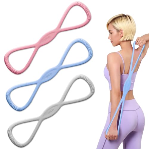 Plman 3PCS Figure 8 Resistance Bands for Women, 15 lbs, 25 lbs, 35 lbs Figure 8 Fitness Resistance Band, 8 Shaped Exercise Bands with Handle, Exercise Equipment for Yoga, Pilates, Physical Therapy